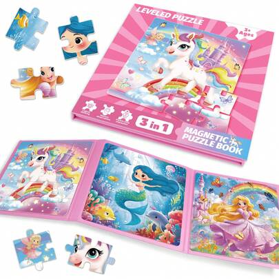 Magnetic Puzzles For 3-5 Years Old Toddlers | Unicorn, Mermaid, Princess Magnetic Puzzles For 4-6 Years Old Children | Travel Puzzles For Car, Plane, Road Trip Activity Games | Birthday Gifts For Girls