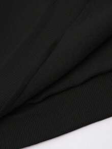 Men's Casual Minimalist Letter Graphic Thermal Lined Hoodie Sweatshirt, Autumn/Winter, Long Sleeve Top - 黑色 - 查看 5