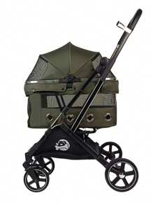 4-Wheel Foldable Pet Stroller With Removable Washable Fabric & Shock-Absorbing Wheels – Spacious Multi-Pet Carrier For Small/Medium Dogs/Cats, Includes Storage Basket & Easy One-Click Fold (Ideal For European Travel)Dog Stroller Cat Stroller Pet Stroller Dog Strollers For Dogs - Grey - View 14