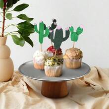 1个金属底座托盘，木纹，金/银色，简约现代风格，家用托盘，蛋糕架，甜点架，糖果碟，适用于万圣节、圣诞节、婚礼、派对、下午茶等场合 - 彩色 - 查看 5