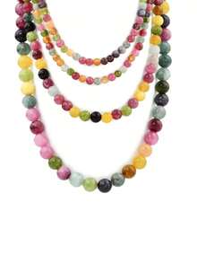 Vintage Colorful Beryl Beaded Necklace, Bohemian Style Bead Choker Necklace With Natural Stones, Gift For Women, Mother's Day Gift