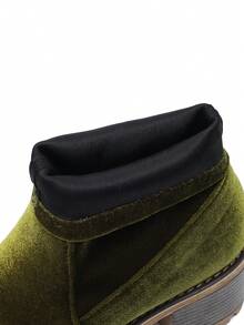 Fall/Winter Vintage Green Chunky High Heel Ankle Boots, Boots For Women - Olive Green - View 9