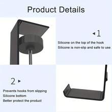 Headphone Stand, Over-Ear Headphone Holder, Internet Cafe Headphone Rack, Office Headphone Stand, Aluminum Alloy Material, Multi-Function Storage Rack, Headphone Hook - Multicolor - View 3