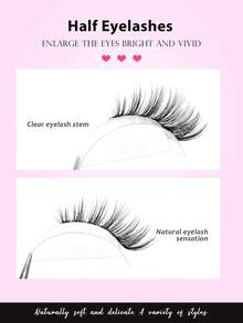 Asiteo 7 Pairs Transparent Handle Half-Strip False Eyelashes, Natural & Fluffy Winged Lashes, Easy To Wear, Reusable, Beginner-Friendly, Elongated Eyelash - Half Eyelashes - View 2