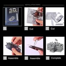 Modelo de Montagem Metálica 3D, Quebra-cabeça de Fivela de Aço Inoxidável DIY, Modelo de Arquitetura, Sem Necessidade de Cola, Presente de Aniversário, Ornamento Decorativo, Ponte de Brooklyn, Cinco Pagodes, Moinho de Vento Holandês