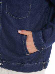 Men's Casual Denim Jacket With Single-Breasted Design, Suitable For Spring And Autumn Wear - Blue - View 6