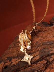 4pcs/Set Luxury Ditsy Floral Sweet Style Jewelry Set, Including Necklace, Earrings And Ring, Crystal Teardrop Design, Ideal For Party, Date, Gift And Casual Wear