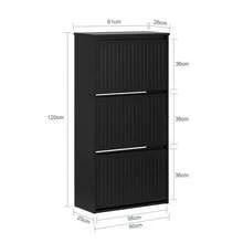 SoBuy 3 Flip-Drawers Shoe Cabinet Shoe Rack Shoe Storage Cupboard Light Grey W61 X D26 X H120cm FSR165-H-HG - Black - View 2