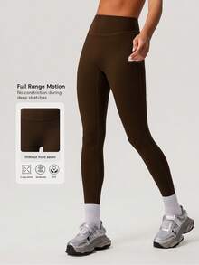 Sodalemon Women Running Workout No Front Seam Buttock Lifting Light Weight Eu Size Training Yoga Pants Casual Outdoor Sport Leggings Tights Spring - Coffee Brown - View 4