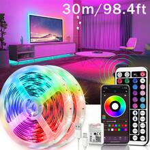 Tiras de luces LED de 4,8 a 30,5 m para decoración de dormitorios. Luces LED que cambian de color con control remoto de 44 teclas y aplicación. Sincronización de música, ajuste de tiempo y brillo ajustable. Luz nocturna para decoración del hogar, sala de estar, sala de juegos, cocina, retroiluminación de TV, decoración de Navidad y Halloween, regalos navideños. - Multicolor - Ver 14