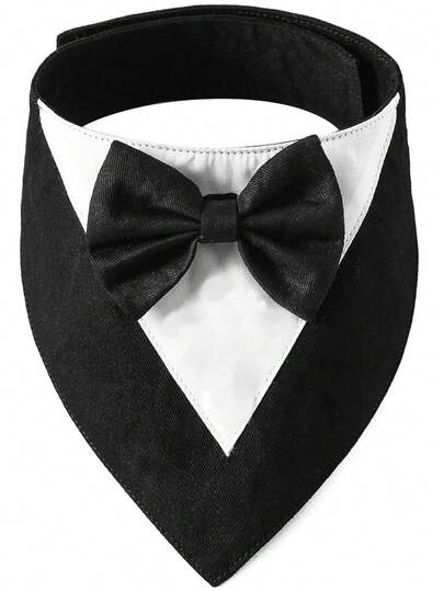 1件狗狗燕尾服，狗狗婚礼头巾围巾，宠物蝴蝶结项圈，可调节狗狗燕尾服正式服装，适合生日派对，适合小型、中型和大型犬猫，狗狗情人节服装角色扮演。情人节必备，适合户外和婚礼场景。