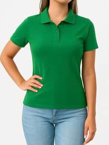 Baby Look Women's Polo Neck Piquet Premium - 綠色 - 查看 1