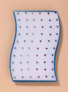 30 件/盒极简主义小耳钉套装，镶嵌 2 毫米小水钻和各种彩色水晶