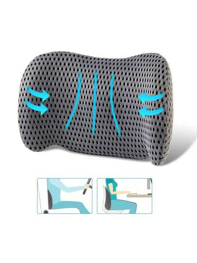 1-pack ergonomisk ländryggsstödskudde, avtagbar och tvättbar midjekudde för kontorsstol, bil, säng, soffa, lindrar smärta i nedre delen av ryggen (grå), lämplig för Halloween, höst, födelsedag, jul, brudtärnepresent, festdekor, rumsdekor, möhippa, bröllop, examen, årsdag, högtidsevenemang, mors dag, tillbaka till skolan