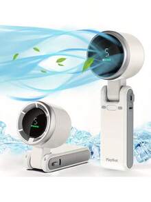 Portable Handheld Mini Fan, Foldable Strong Airflow Turbo Fan, USB Rechargeable Personal Fan, 5 Wind Speeds, Digital Display, Suitable For Women, Men, Travel, Camping, Outdoor, Home, Office, Ideal Choice Summer Cooling,Beach,Travel