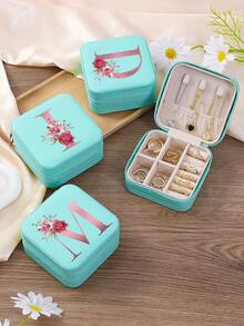 1 件花卉首字母首饰盒、A-Z PU 皮革白色便携式旅行首饰盒、蓝色首饰收纳盒、黑色迷你便携式拉链首饰盒、项链、戒指吊坠、手链、耳环收纳盒、首饰包装盒，适用于母亲的礼物、结婚礼物、伴娘礼物、周年纪念礼物、圣诞礼物和女朋友的精品礼物。 - 彩色 - 查看 3
