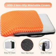 19.7" Gel Seat Cushion, Super Large & Thick Office Chair Cushion For Long Sitting - Back Hip Tailbone Pain Relief Cushion, Egg Seat Cushion Desk Chair Pads For Cars Wheelchair - Fits Up To 350 Lbs-222684 - 橘色XLTHICKEST24 - 查看 6