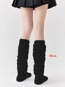 1双白色过膝袜，大象图案，保暖过膝袜，宽松款，适合秋冬季节，舒适保暖 - 黑色 - 查看 13