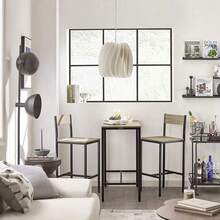 SoBuy OGT03-HG, Bar Set-1 Bar Table And 2 Stools, 3 Pieces Home Kitchen Breakfast Bar Set Furniture Dining Set Bar Table And Stools Set Bar Table And Stools Bar Table With Bar Stools Bar Table Set Dining Table Set Kitchen Table & Chair Sets Breakfast Dining Room Furniture Gray Morden Style Minimal Style Nordic Style - Brown - View 9