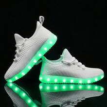 Unisex Adult LED Light Up Sneakers: USB Charging, Mesh Upper - Glowing For Halloween & Dancing - trắng - Xem 7