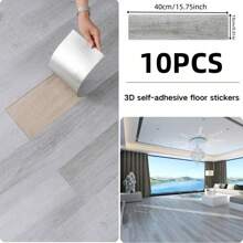 10 件 40x15 厘米可剥离粘性地板贴纸，PVC 木纹地板贴纸，家具地板装饰，适用于卧室、厨房、客厅和酒店