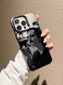 1 件眨眼男人肖像拼色图案印花时尚英文字母防摔手机壳，适用于 iPhone11/12/13/14/15/16/16PRO/16PROMAX - 彩色 - 查看 4