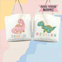 Customized Dinosaur Name Tote Bag, Student Lunch Bag, 's Toy Bag Or Small Backpack - Or Parents' Daily Gift Bag - Personalized Canvas Daily Bag - Multicolor - View 5