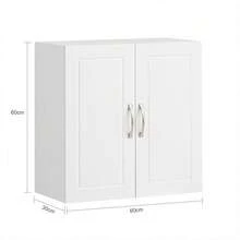 SoBuy Kitchen Bathroom Wall Cabinet Wall Storage Cabinet Unit With 2 Doors Dark Grey W60 X D30 X H60cm FRG231- Home Bathroom Decor Bathroom Organizer Summer Bathroom Accessories - White - View 2