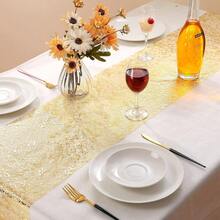 2/6pcs Gold Metallic Mesh Table Runner 11 X 108 Inches, Suitable For Wedding, Party, Home, Banquet, Outdoor, Celebration, Christmas - Multicolor - View 5