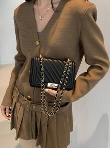 女士休闲斜挎包，简约时尚，适合日常使用 - 黑色 - 查看 3