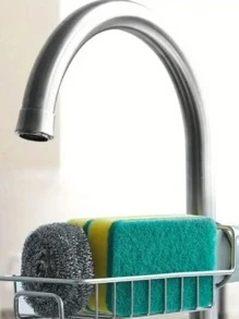 不锈钢水龙头收纳架 - 多功能厨房水槽收纳架、储物架、浴室淋浴篮，可收纳海绵、刷子、毛巾和厨房必需品，壁挂式设计，易于安装 - 彩色 - 查看 2