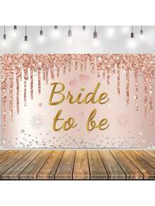 Champagne Color Bride Engagement Banner - Polyester Party Background Cloth, Suitable For Brides-To-Be, Wedding And Cake Table Decoration - Multicolor - View 1