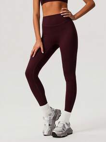 Sodalemon Quần legging thể thao nữ chạy bộ, tập luyện, không đường may phía trước, nâng mông, chất liệu nhẹ, size EU, dành cho hoạt động ngoài trời, mùa xuân. - Màu Đỏ Sâu - Xem 7