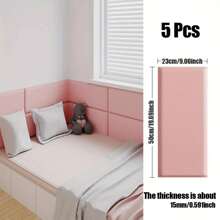 5pcs Soft Anti-Collision Minimalist Solid Color 3D Self-Adhesive Wall Stickers, Peel And Stick PU Soft Padding For Bed Headboard, Wall, Tatami Mat Decoration