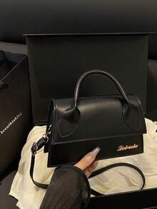 1 件女士高品质手提包，翻盖大容量方形包，适合购物、约会、所有季节，简约时尚单肩包，配有可拆卸可调节肩带，女士时尚包 - 黑色 - 查看 7