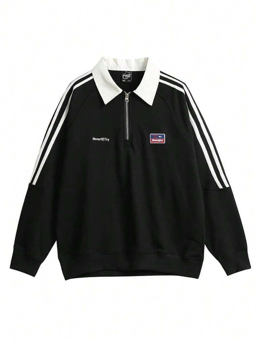 Men's Pullover Sweatshirt - Spring/Autumn Style, Retro Patch Collar, Relaxed Long-Sleeved Pullover Casual Hoodie, Sportswear With Loose Fit