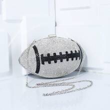 Rugby Chain Women's Bag With Diamond-Encrusted Craft Party Banquet Bag Exquisite Clutch Bag Can Be Carried Across One Shoulder - 銀色 - 查看 2