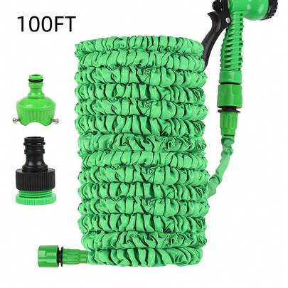 Outdoor Expandable Garden Hose - Non Connectable To Water Pump, With 7-Type Water Gun Anti Twist Hose