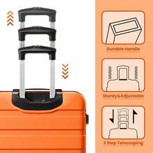 Luggage 3 Piece Suitcase 20+24+28 Inch PC+ABS Hardside Double Spinner Wheels TSA Lock Carry On Luggage Travel Suitcase Suitcases Suit Case Durable Travel Luggage Suitcase Set Luggage Set Carry On,Vacation,Party,Personalized Gifts-Orange - 橘色 - 查看 6