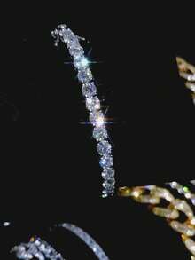 1pc 2-3mm Top-Quality Hip-Hop Style Four-Prong Moissanite Diamond Mesh Chain Bracelet (Extension Chain Design), 925 Sterling Silver Bracelet, Sparkling And Luxurious, Exquisite And Delicate Jewelry Fashion Gift, Specially Designed For Women.