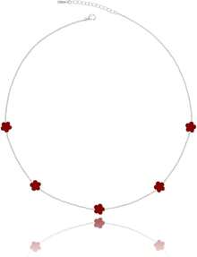 14K Gold Pendant Four Leaf Clover Necklace Women Lucky Flower Jewelry - 綠色條紋-14K鍍金 - 查看 5