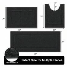 Juego de 3 alfombras de baño, alfombrillas antideslizantes y lavables - Alfombras de ducha suaves y absorbentes para bañera, piso y inodoro, tapete amarillo - Como imagen 417 - Ver 7
