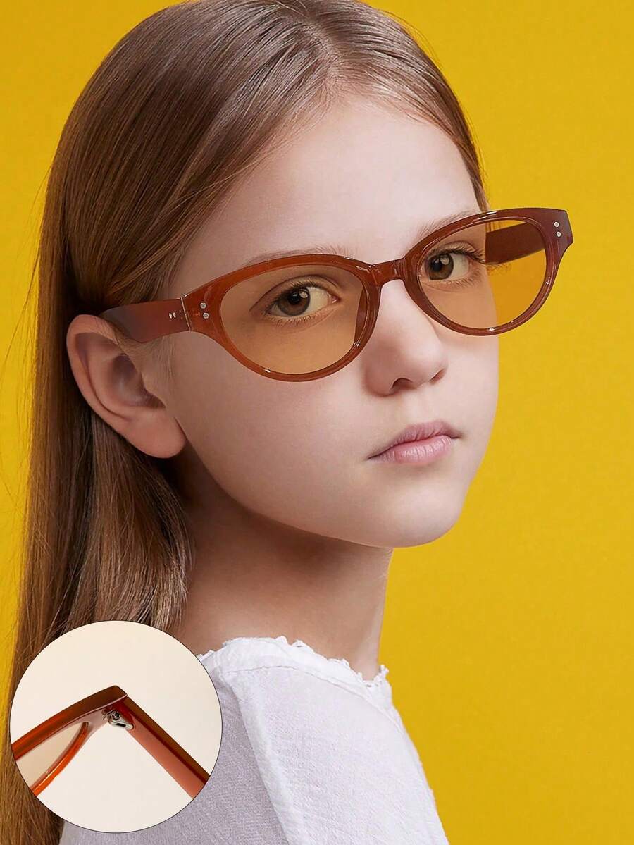 1 PC Teen's 14-16Y Metal Hinge Sunglasses Casual Oval Frame Eyewear Suitable For Holiday Outing And Daily Life Clothing Accessories - Multicolor - View 1