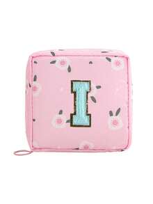 1pc Pink A-Z Embroidered Sanitary Pad Pouch - Large Capacity, Waterproof, Cartoon Pattern - Essential For Women's Periods! Waterproof Cosmetic Bag, Coin Purse - Multicolor - View 36