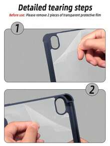 1pc Acrylic Y-Fold Flat Tablet Protective Case, Custom Text, Compatible With IPad Mini 6/Mini 7/9.7/10.2/10.5/Air 4/Air 5/10th/10.9/Pro 11"/Air 11" (M2) 2024/Pro 11" (M4) 2024/IPad Air 11" (M3) 2025/IPad (A16) 11" 11th Gen 2025, Stylus Not Included, Some Models With Lens Frame, Multi-Fold Stand, Built-In Pen Slot, High Transparency Acrylic Shell, Magnetic Auto Sleep/Wake, Minimalist/Casual/Personalized - Dark Blue - View 9