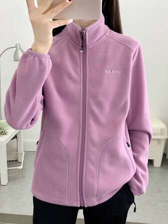 1 pieza Chaqueta de forro polar resistente al viento de 330g para mujer, para actividades al aire libre, senderismo, montañismo, invierno, esquí