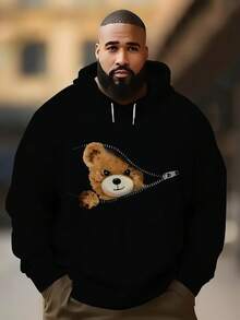 1 件男士时尚宽松休闲连帽运动衫，适合运动和户外穿着，长袖 - 彩色 - 查看 4