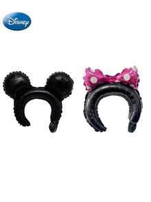 Disney 2pcs Officially Licensed Mickey Minnie Hairband Shape Balloon Cosplay Dress Up Cartoon Character Birthday Party Supplies Graduation Dinner Theme Banquet Decoration Photo Supplies Christmas Halloween Gifts - Black - View 2