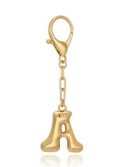 1 Peça Chaveiro Inicial Dourado com Bolha para Mulheres, Encantos de Bolsa da Moda, Acessórios de Chaveiro com Alfabeto, Presente