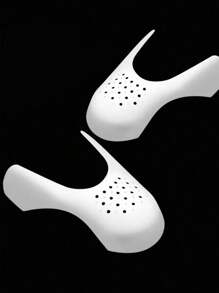 2 件男女通用可调节塑料弹簧鞋撑，具有防变形和抗皱功能，黑色 - 白色 - 查看 1